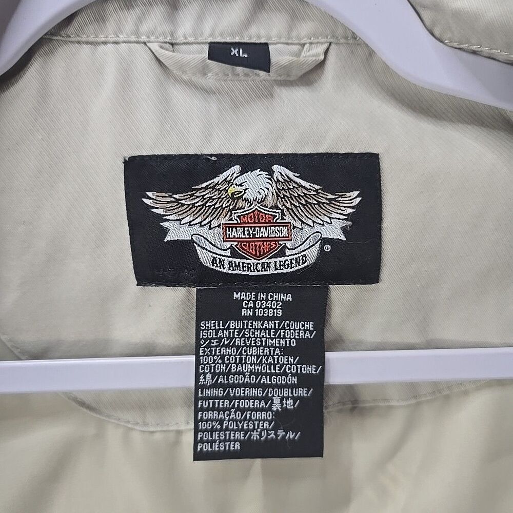 Harley-Davidson Lightweight Belted Khaki Jacket Tan Coat Womens Sz XL Y2K - Picture 15 of 16
